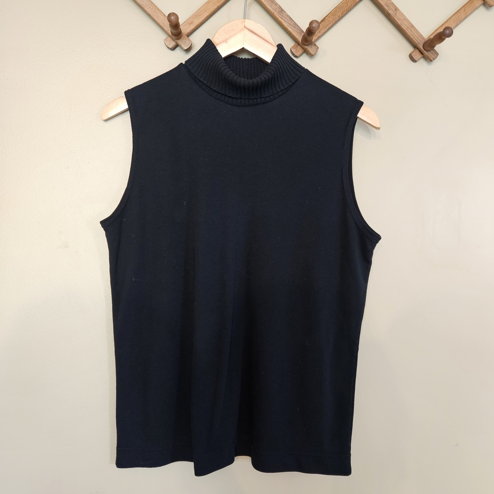 Sleeveless Black Turtleneck Basic Layering Top Size M Weekenders/Vintage 90s